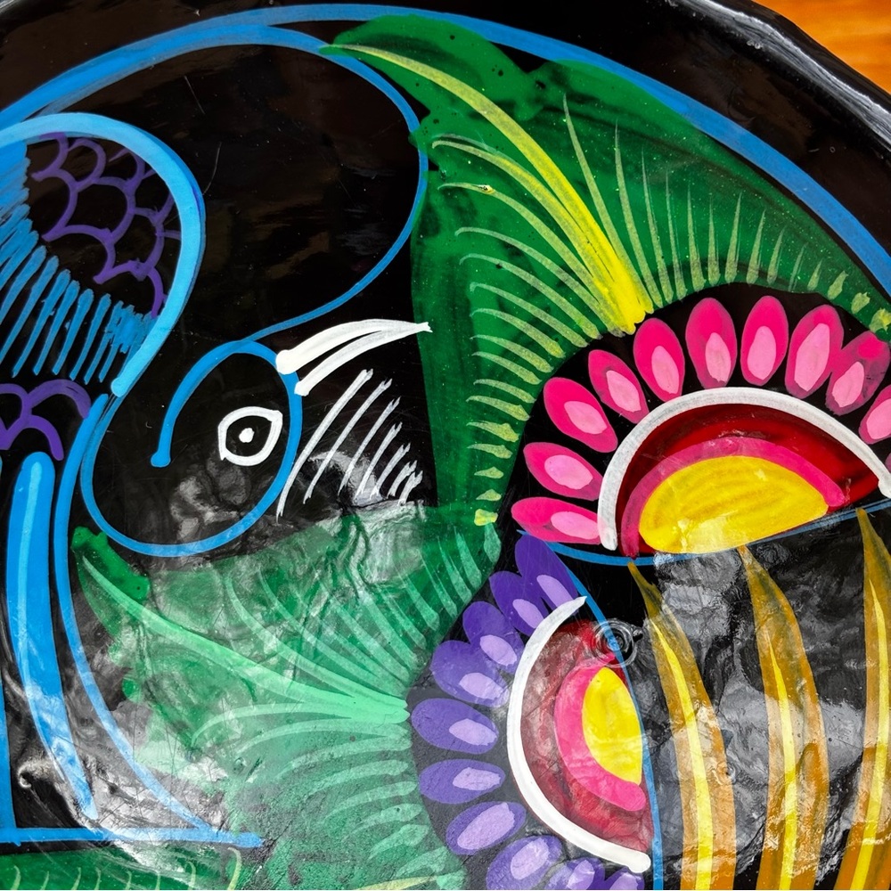 Talavera Mexican Pottery Small Decorative Bowl Colorful Bird Footed from Mexico - Picture 3 of 7